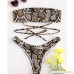Corsion Women Two Piece Bandage Bikini Set Snake Skin Print Padded Swimsuits Summer Beachwear Bathing Suit Coffee B07MW25Y94